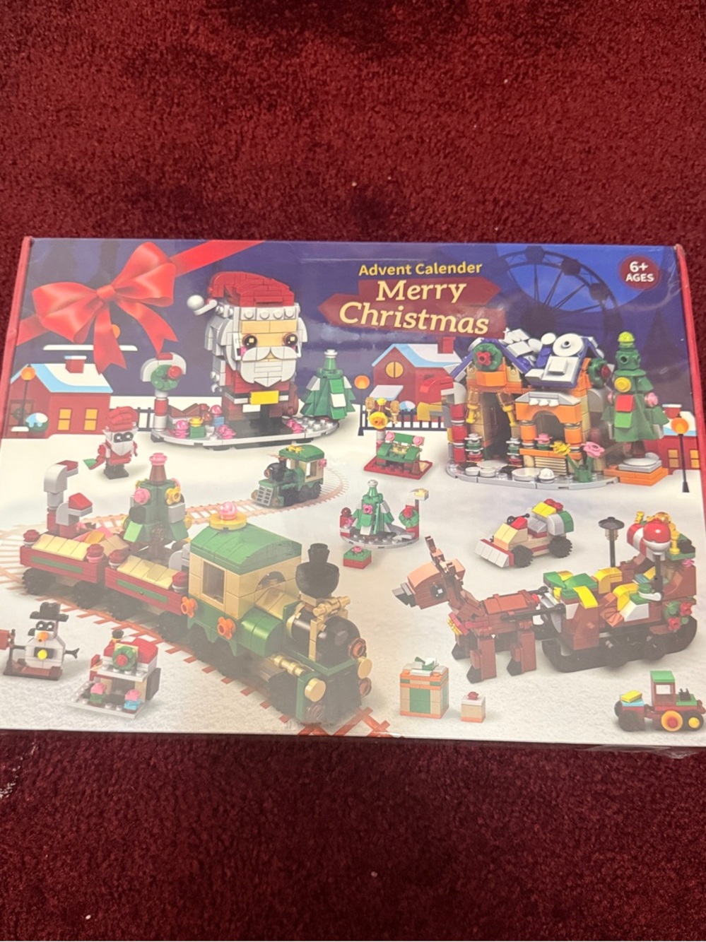 Festive Advent Building Set - Red & Green Holiday Train and Mini Scenes